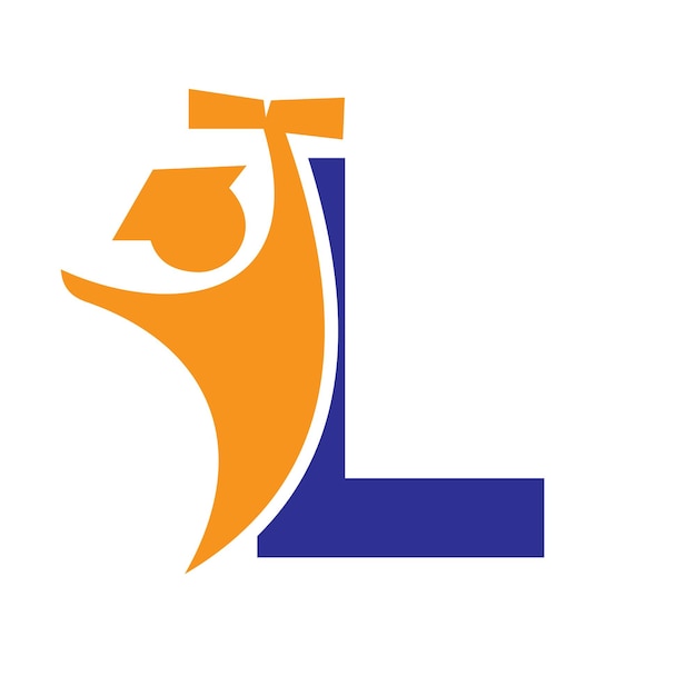 L Diseño de logotipo de educación Símbolo de graduación con icono de papel de graduación en manos humanas