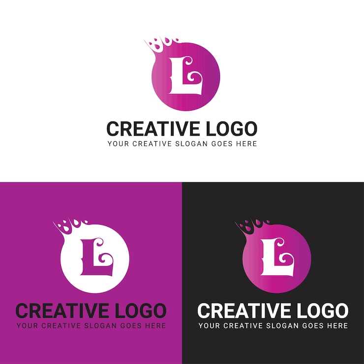 Vector l letra estilo tecnológico creativo técnico juguetón moderno digital elegante inicial l vector logotipo púrpura
