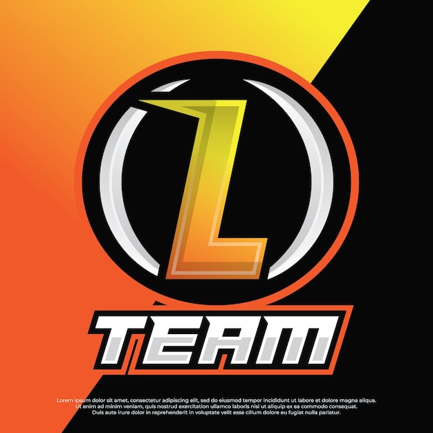 L letra inicial monograma Esport y gamer team logo ilustración diseño mascota esport logo design