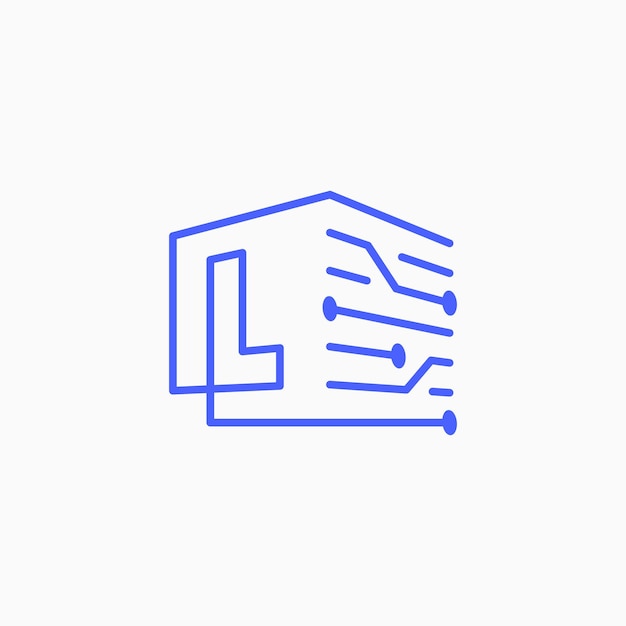 L letra Tecnología de circuitos eléctricos bloque de cubo Logotipo Contorno Ícono vectorial Ilustración