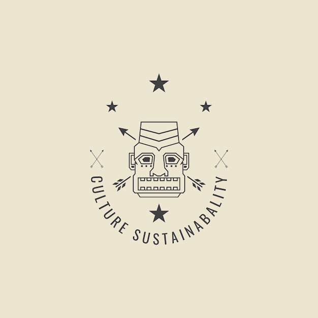 LÍNEA DE MÁSCARA TRIBAL VINTAGE LOGOTIPO DISEÑO GRÁFICO VECTORIAL ILUSTRACIÓN SÍMBOLO ICONO