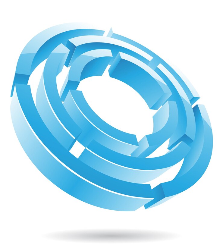 Vector laberinto abstracto 3d azul hielo o icono del logotipo del laberinto