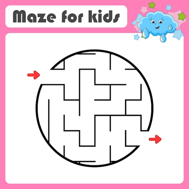 Laberinto abstracto Juego para niños Rompecabezas para niños estilo de dibujos animados Enigma del laberinto Encuentra el camino correcto Lindo personaje Ilustración vectorial