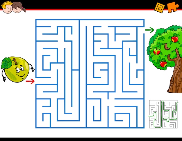 Vector laberinto actividad de la tarea de dibujos animados