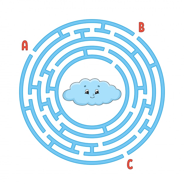 Vector laberinto circular. juego para niños. rompecabezas para niños. enigma de laberinto redondo.