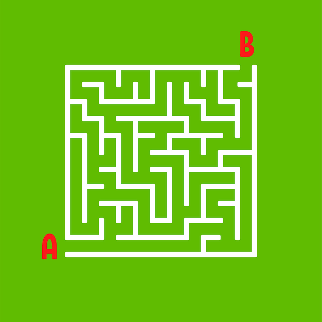 Laberinto cuadrado abstracto Juego para niños Rompecabezas para niños Enigma del laberinto Encuentra el camino correcto