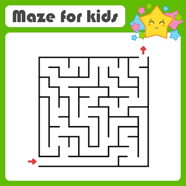 Laberinto cuadrado abstracto Juego para niños Rompecabezas para niños Enigma del laberinto Encuentra el camino correcto
