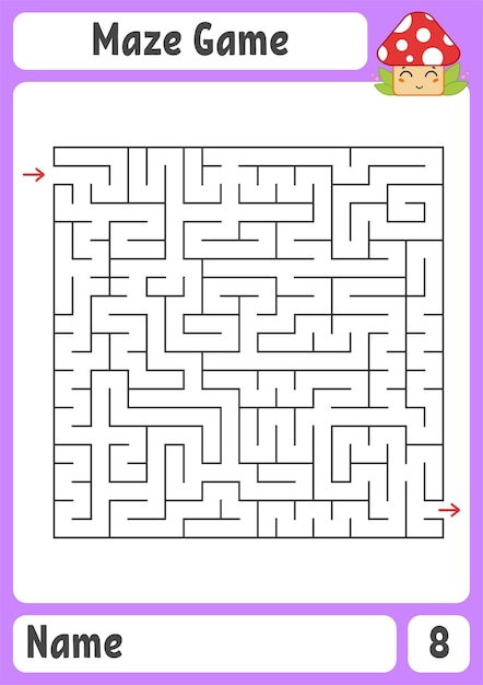 Laberinto cuadrado. Juego para niños. Puzzle para niños. Enigma del laberinto.