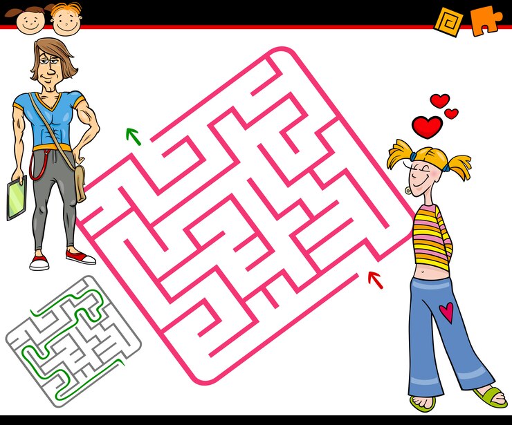 Vector laberinto de dibujos animados o juego de laberinto