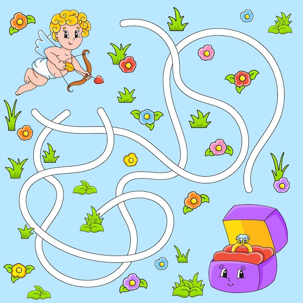 Laberinto divertido para niños. Puzzle para niños. día de San Valentín