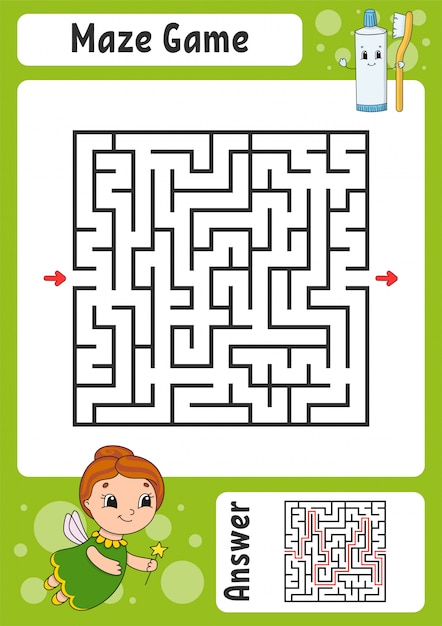 Laberinto. Juego para niños. Laberinto gracioso. Hoja de trabajo de desarrollo educativo. Página de actividades.