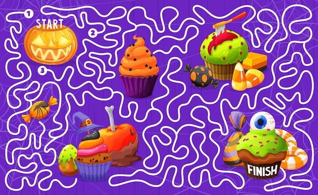 Laberinto laberinto con dulce de calabaza de Halloween