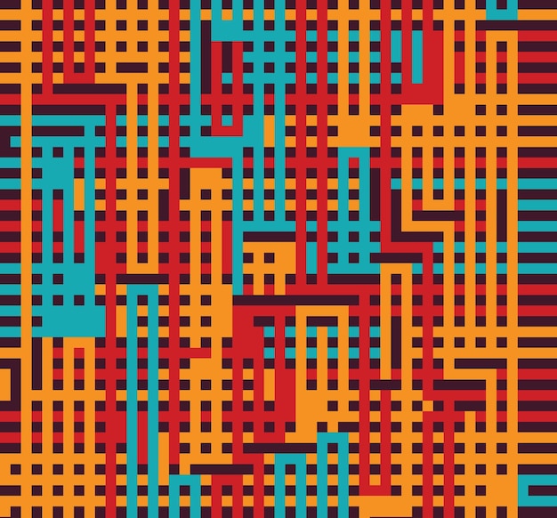 Laberinto líneas techno fondo Elementos de diseño retro colorido02