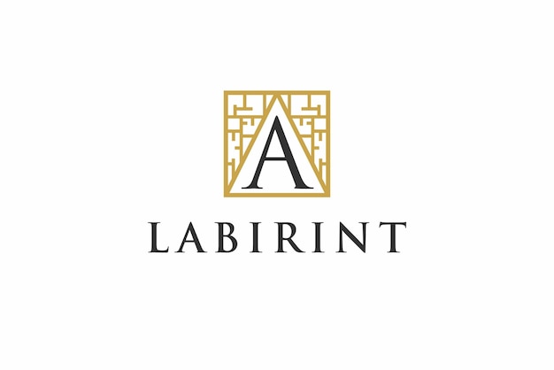 Laberinto A logotipo inicial diseño icono símbolo abstracto tecnología empresarial