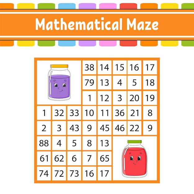 Laberinto matemático. Juego para niños.