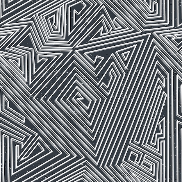 Laberinto monocromo de patrones sin fisuras con efecto grunge