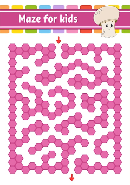 Laberinto rectangular de color. Juego para niños. Laberinto gracioso.
