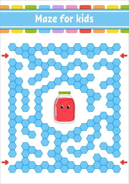 Laberinto rectangular de color. Juego para niños.