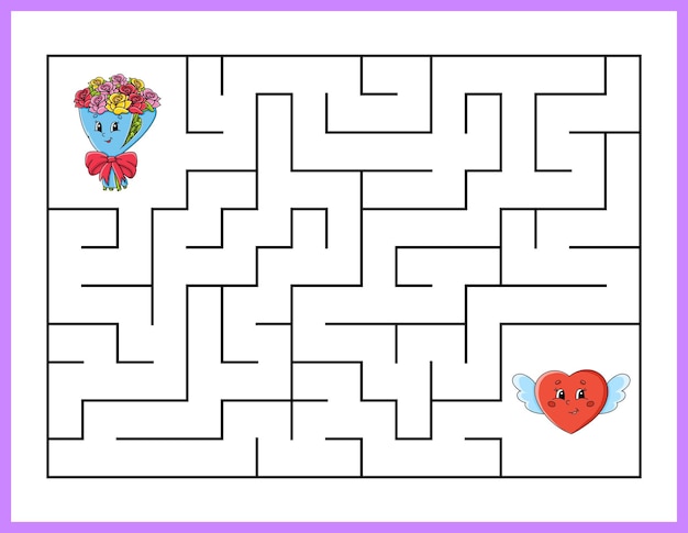 Laberinto de rectángulo Juego para niños Laberinto divertido Hoja de trabajo de desarrollo educativo Página de actividad Rompecabezas para niños estilo de dibujos animados Adivinanza para preescolar Enigma lógico Ilustración vectorial