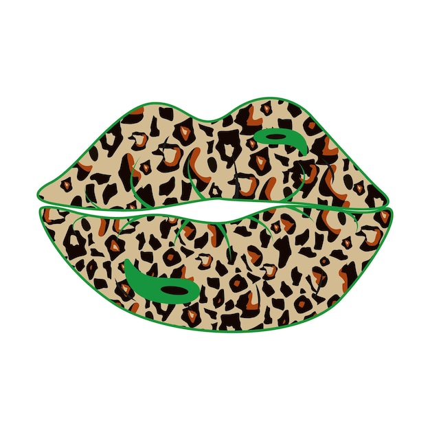 Un labio con estampado de leopardo tiene un estampado verde.