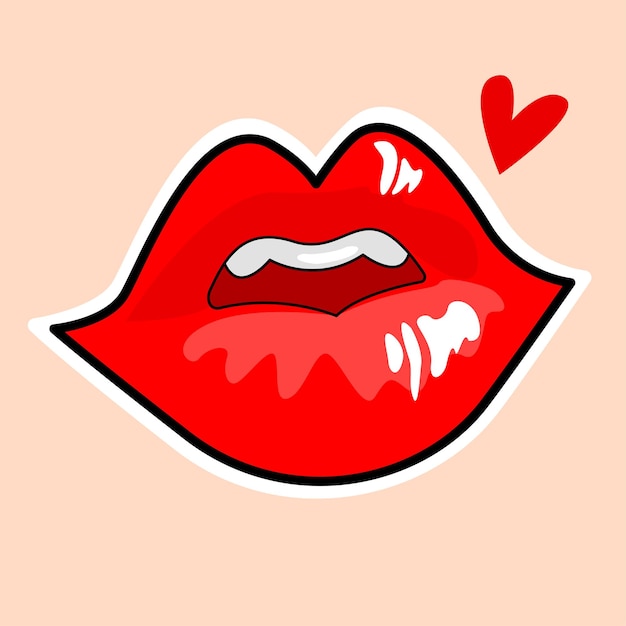 un labio rojo con un corazón en la parte superior