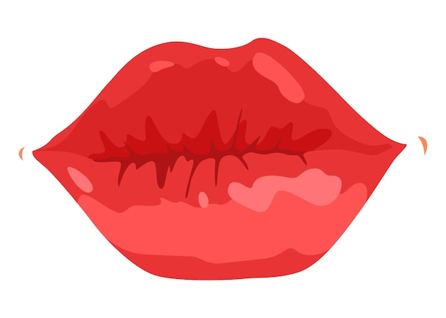 Labio rojo mujer mujer expresó emoción concepto de belleza diseño vectorial plano moderno ilustración