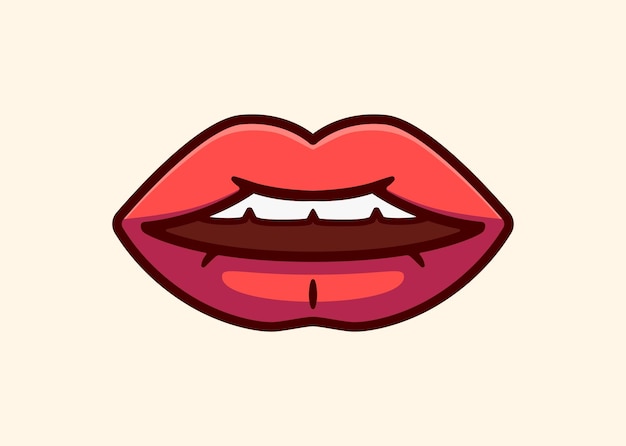 Labios y boca vectoriales femeninos o femeninos en ilustración vectorial aislada al estilo de dibujos animados