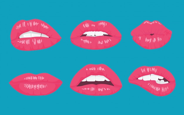 Labios brillantes estilo pop art