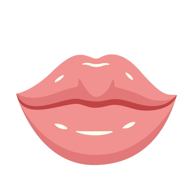 Vector labios cerrados labios con lápiz labial rosado labios sonrientes