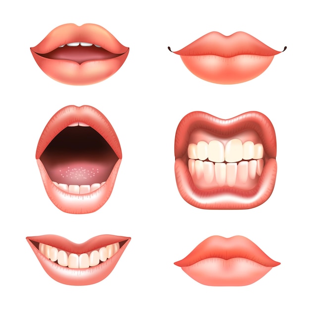 Labios desnudos con dientes