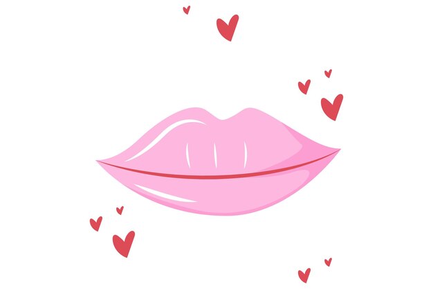 Los labios dibujados a mano para el día de San Valentín.