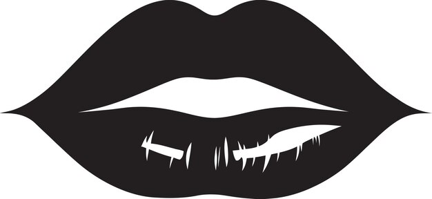 Los labios de elegancia de ébano en el arte vectorial de los labios negros deliciosos oscuros