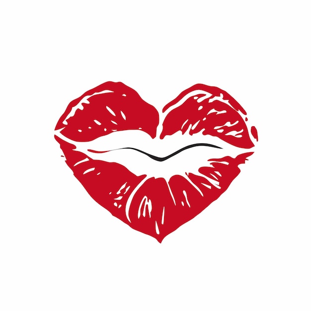 Los labios femeninos en forma de corazón Ilustración vectorial 24