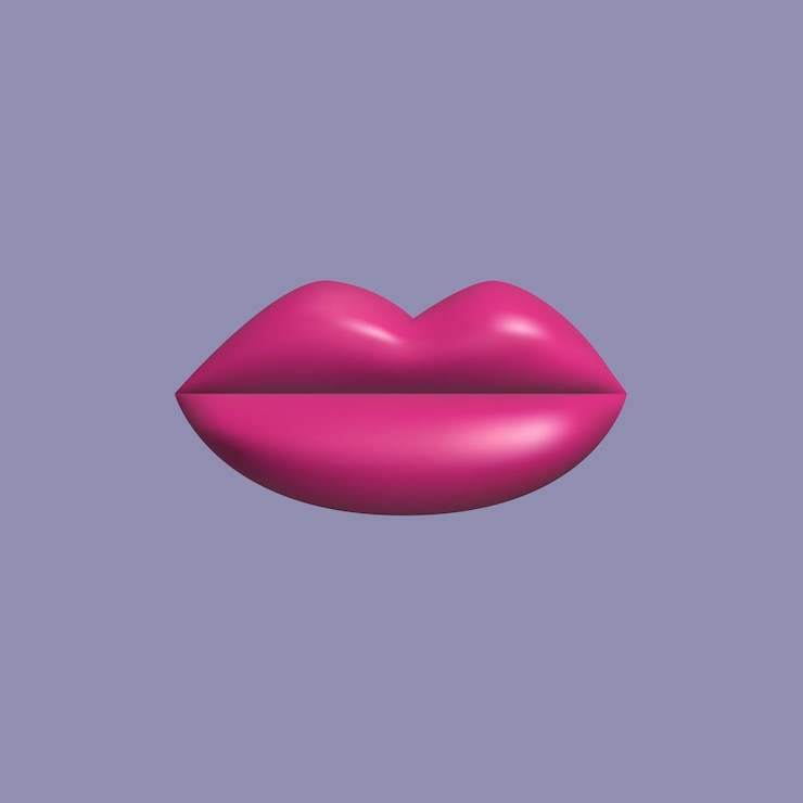 Vector labios femeninos icono 3d beso icono 3d labios rosados