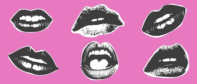 Los labios femeninos icono de fondo fotografía plantilla de diseño de color