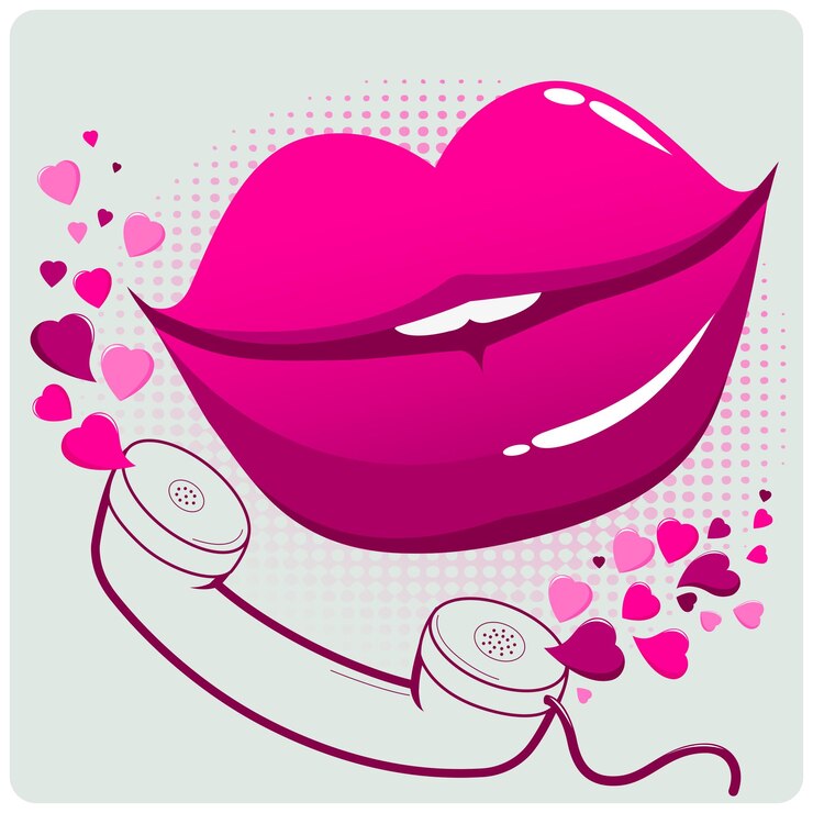 Vector los labios hablando por teléfono la boca femenina hablando por teléfono ilustración vectorial