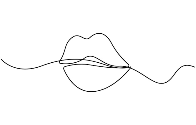 Labios de mujer Ilustración de arte de línea continua Dibujo continuo de una sola línea de boca y labios