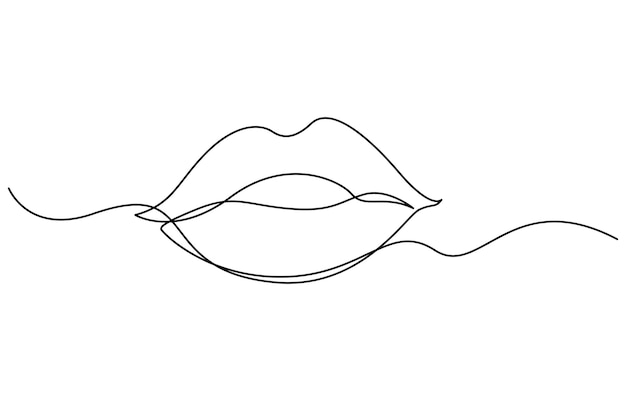 Labios de mujer Ilustración de arte de línea continua Dibujo continuo de una sola línea de boca y labios
