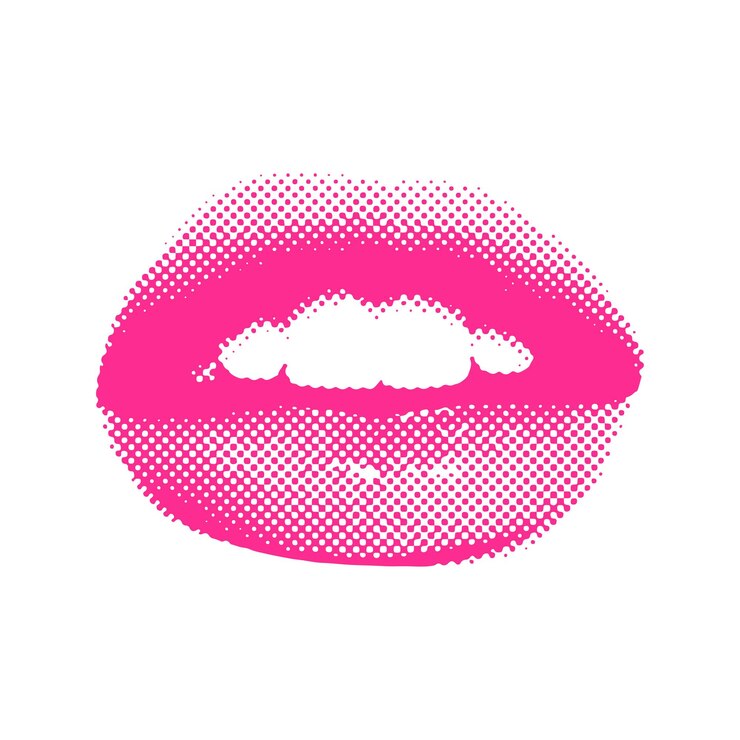 Vector labios de mujer de semitono de color dientes visibles aislados vector ilustración realista