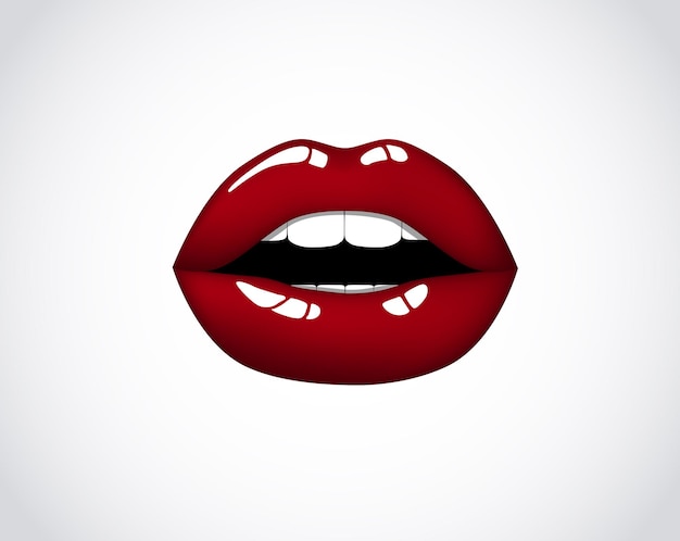 Labios de niña roja Mujer boca roja sexy Beso de terciopelo elegante femenino con brillo de lápiz labial Logotipo del día de la madre de San Valentín
