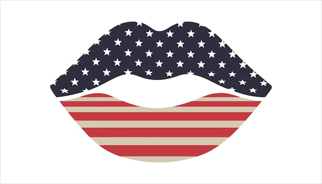 Labios patrióticos con diseño de estrellas y rayas