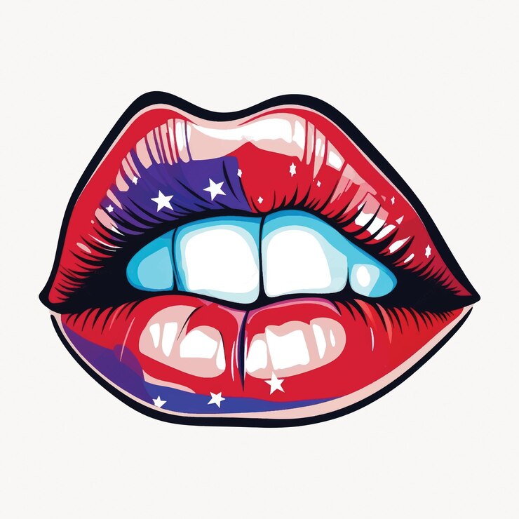 Vector los labios patrióticos con estrellas