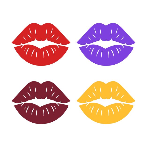 Los labios de Pinup besan varios colores