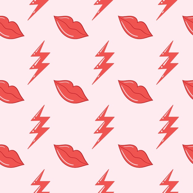 Labios y relámpagos de patrones sin fisuras vector gratis
