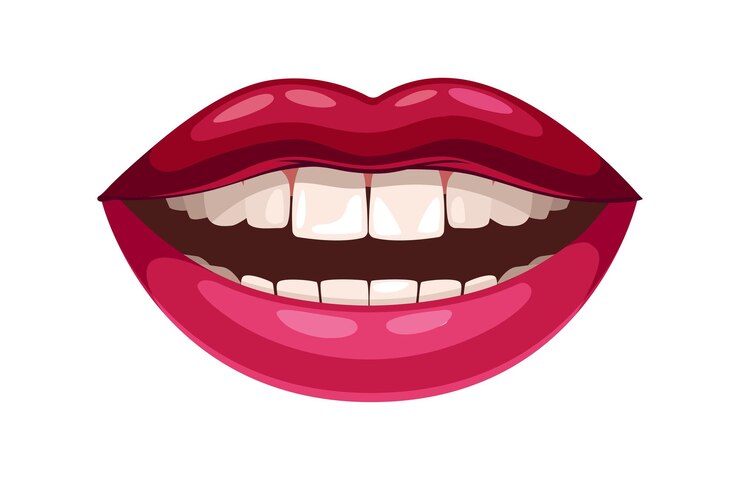 Vector labios rojos concepto belleza estética y elegancia maquillaje y glamour sexy mujer o niña pegatina para
