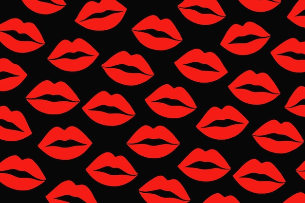 Labios rojos sin costuras sobre un fondo negro