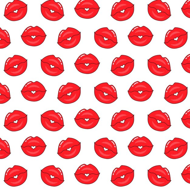 Labios rojos en estilo pop art patrón sin costuras Ilustración vectorial