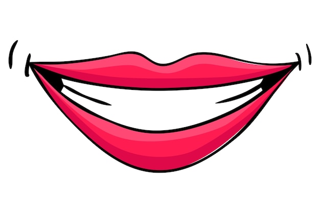 Los labios rojos femeninos Mujer expresó emoción concepto de belleza Estilo de arte pop moderno ilustración de diseño vectorial plano