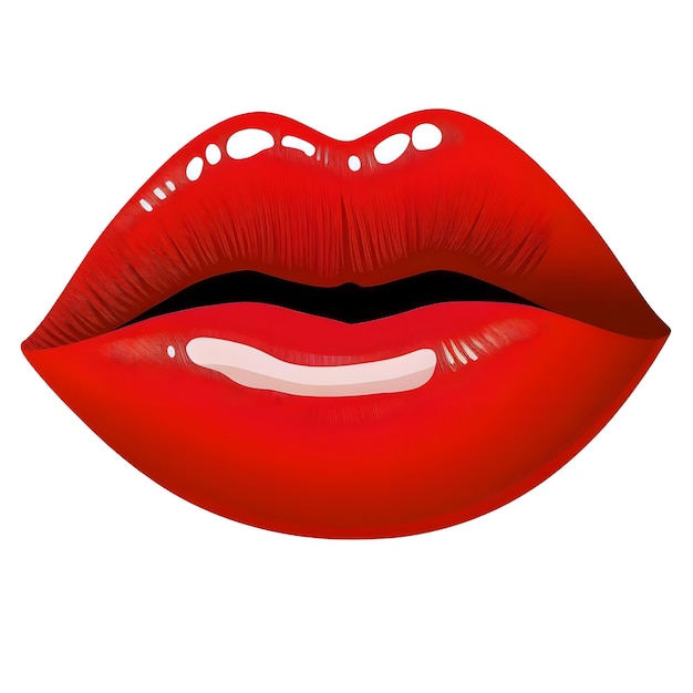 Labios rojos glamorosos con ilustración sensual de lápiz labial rojo brillante