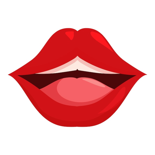 Los labios rojos muestran la lengua haciendo un gesto sexy